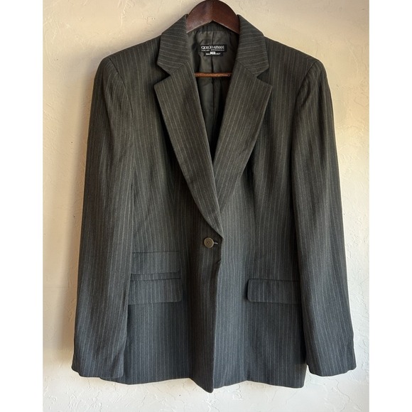 Giorgio Armani Borgonuovo 21 Italy Charcoal Pinstripe Suit 48 Blazer 44 Pants